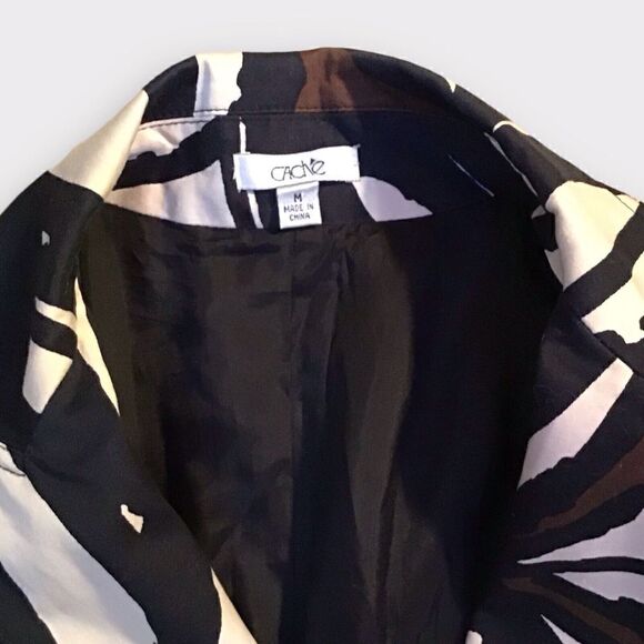 Cache Abstract Black Brown Beige Blazer Jacket Size Medium - Picture 2 of 6